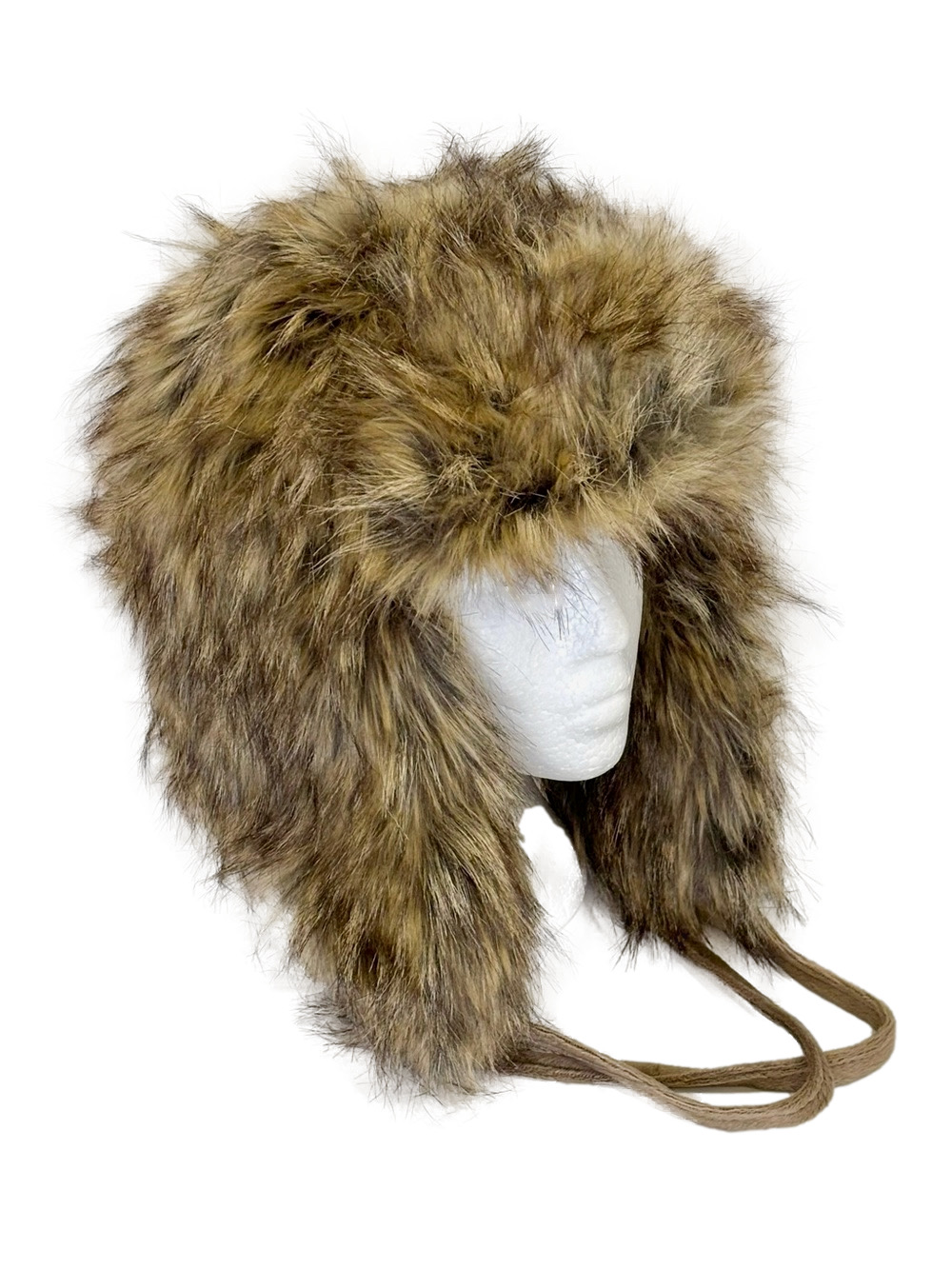 Brown faux-fur trapper hat